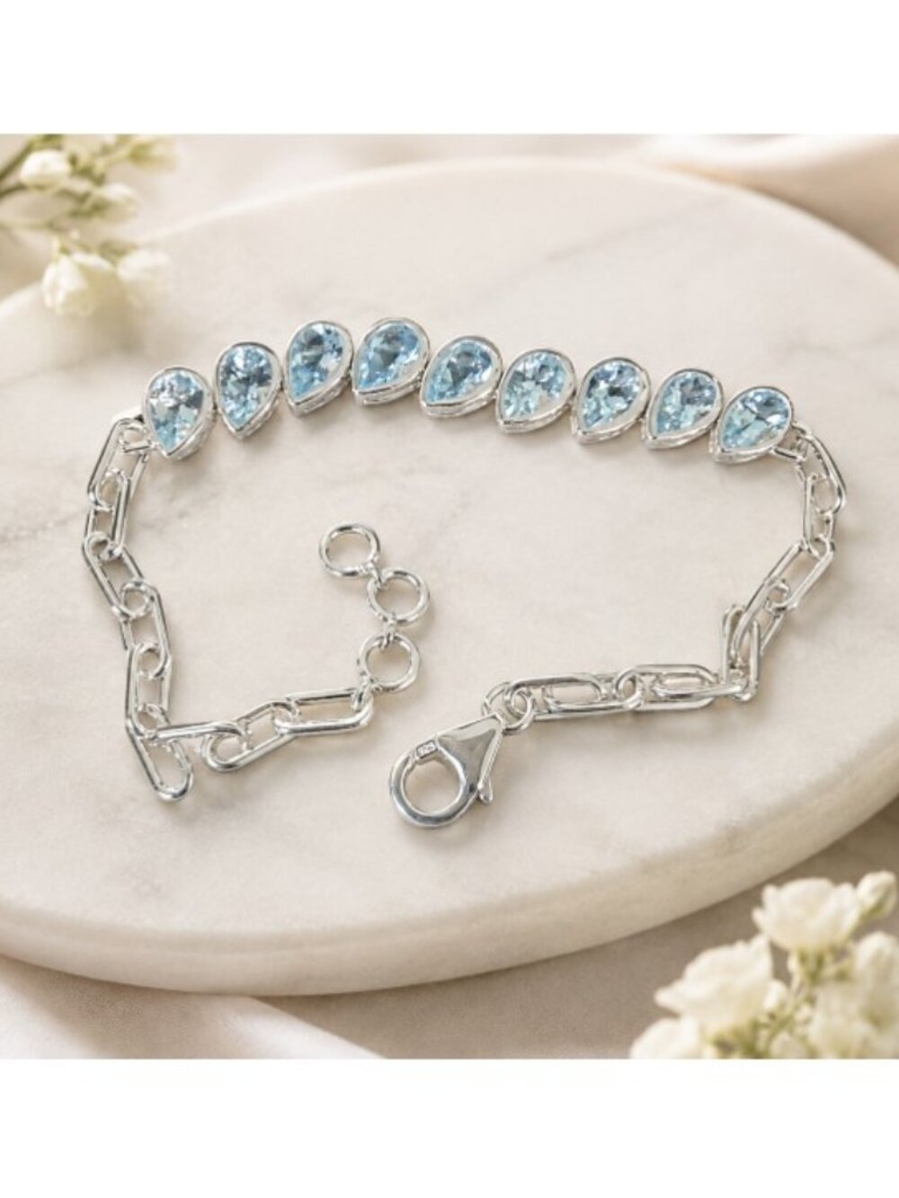 Aquamarine Drop Bracelet